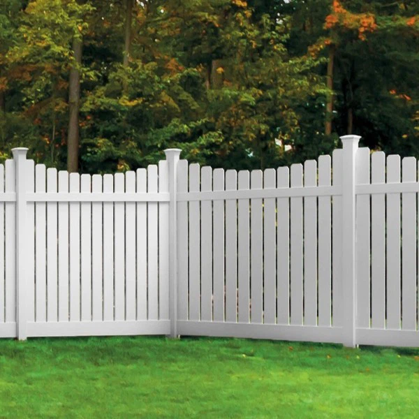 White Dog Ear Semi-Privacy Vinyl Fence